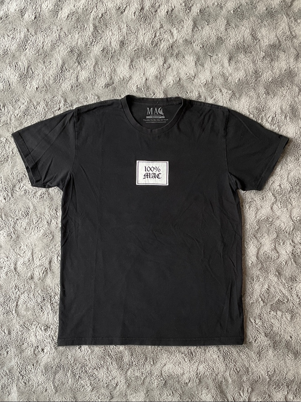 MAC Cosmetics Black Short Sleeve Tee with White 100% MAC Patch
